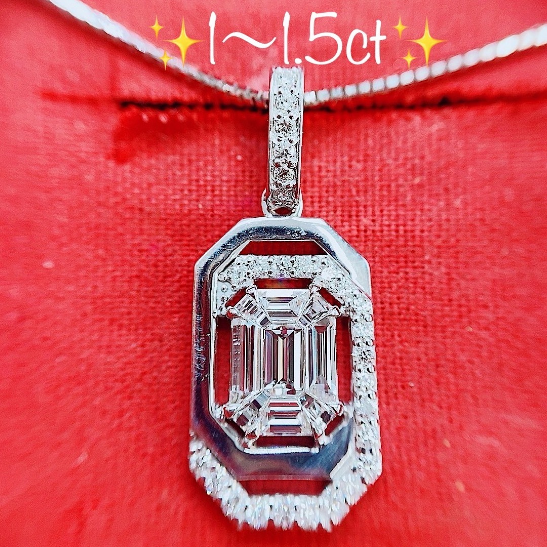 ★1〜1.5ct★✨バケットダイヤモンドミステリーK18WGネックレス レディースのアクセサリー(ネックレス)の商品写真