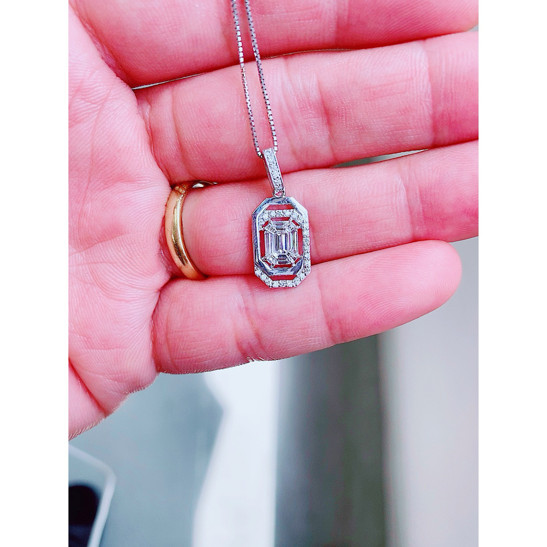 ★1〜1.5ct★✨バケットダイヤモンドミステリーK18WGネックレス レディースのアクセサリー(ネックレス)の商品写真