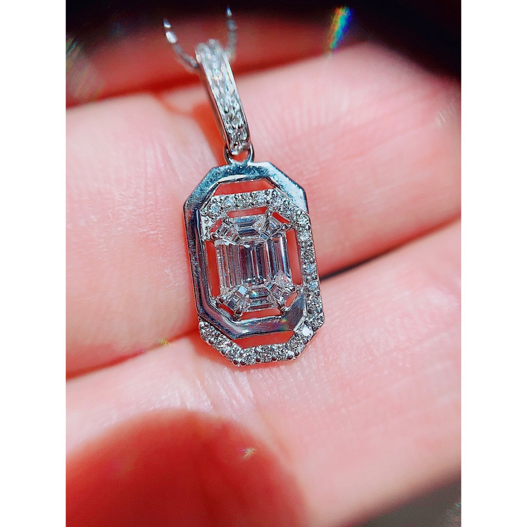 ★1〜1.5ct★✨バケットダイヤモンドミステリーK18WGネックレス レディースのアクセサリー(ネックレス)の商品写真