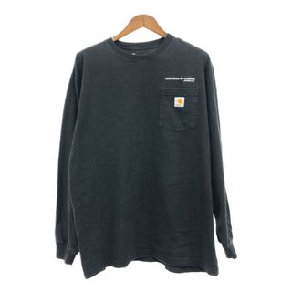 カーハート(carhartt)のCarhartt カーハート ポケット 長袖Ｔシャツ 企業ロゴ ブラック (メンズ XL) 中古 古着 Q7030(Tシャツ/カットソー(七分/長袖))