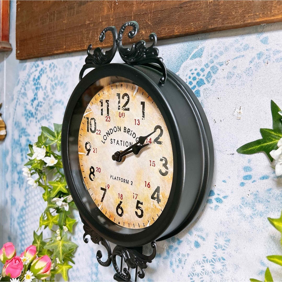 アンティーク雑貨  Pendulum clock 壁掛振子時計 BLACK インテリア/住まい/日用品のインテリア小物(掛時計/柱時計)の商品写真