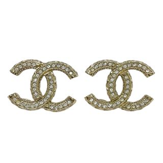 シャネル(CHANEL)のシャネル CHANEL ピアス イヤリング ゴールド ココマーク ラインストーン(ピアス)