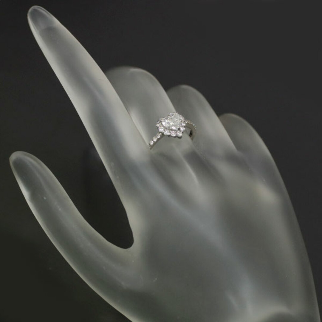 新品 Pt950 ハートシェイプ ダイヤモンド リング 0.646ct F SI2 D0.43ct  レディースのアクセサリー(リング(指輪))の商品写真