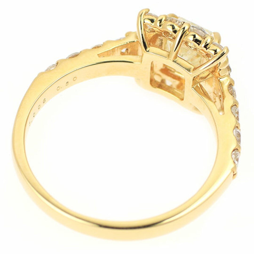 新品 K18YG ラディアント ダイヤモンド リング 1.006ct M I1 D0.80ct  レディースのアクセサリー(リング(指輪))の商品写真