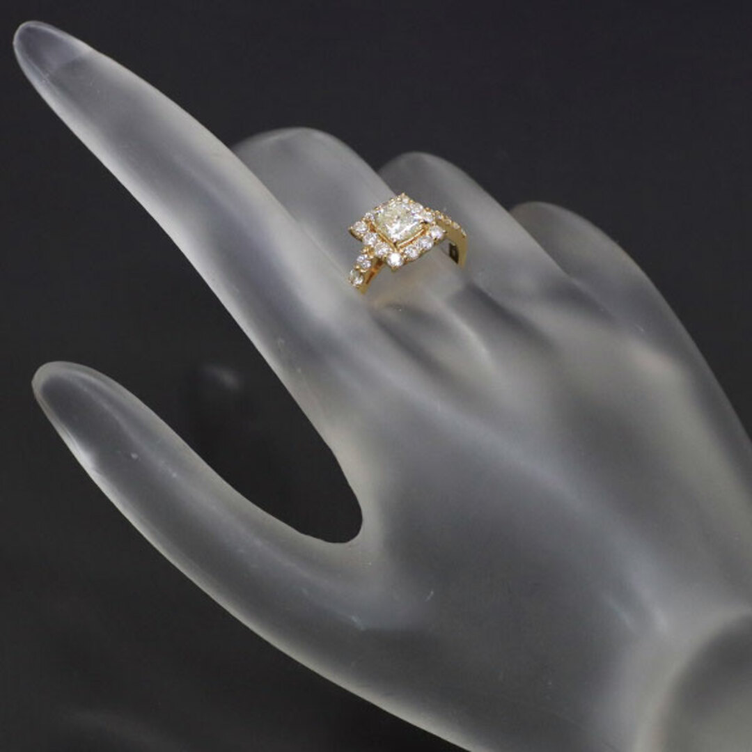 新品 K18YG ラディアント ダイヤモンド リング 1.006ct M I1 D0.80ct  レディースのアクセサリー(リング(指輪))の商品写真