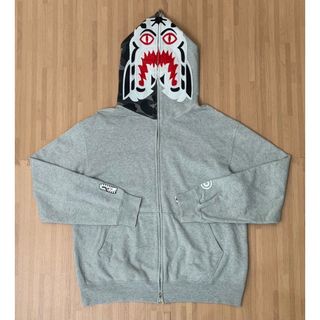 A BATHING APE - ★激レア★ 初期 APE タイガー パーカー L 灰 kaws シャークパーカー