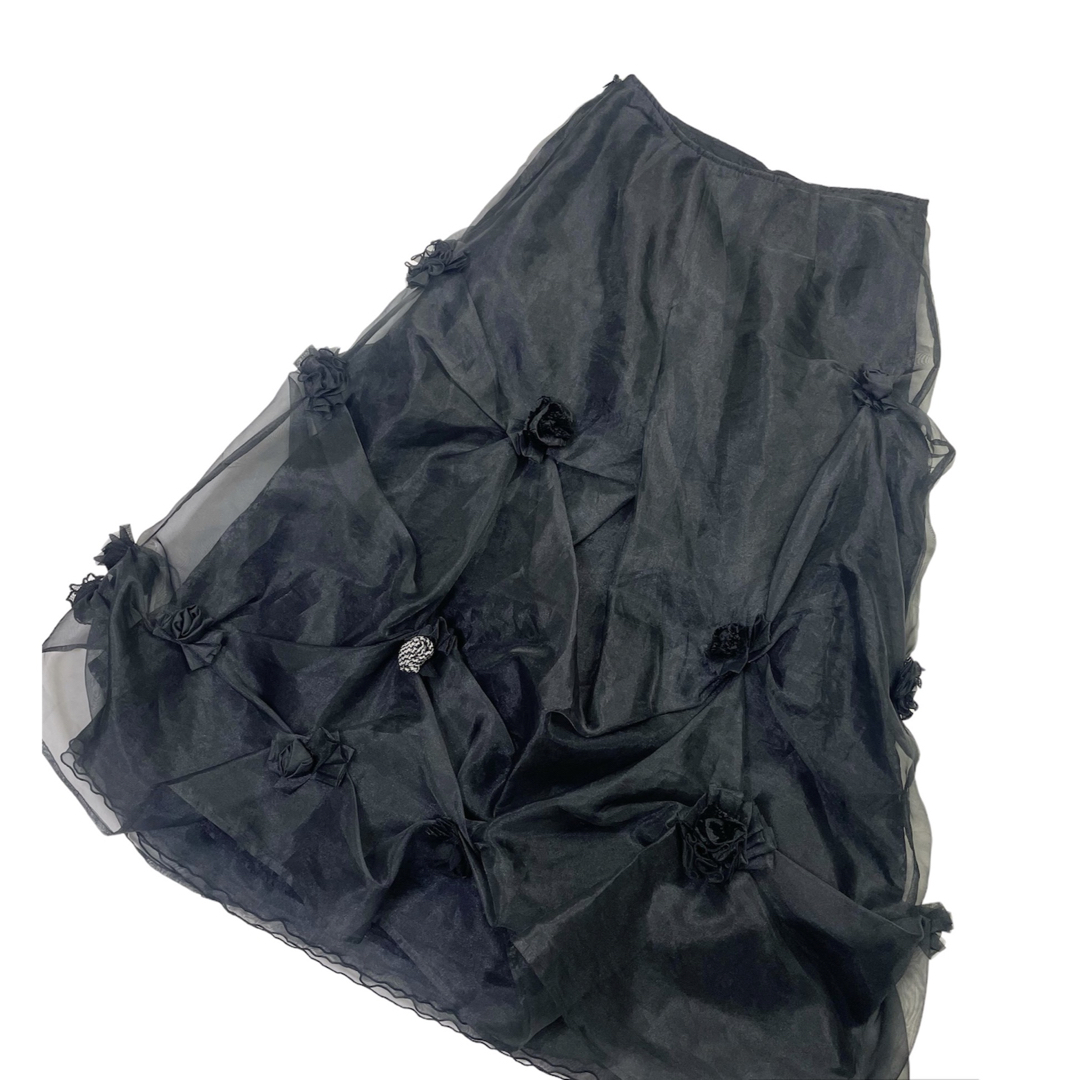 ラ・トォーミ La TOHMI スカート フレア 刺繍 オーガンジー 40 レディースのスカート(ロングスカート)の商品写真