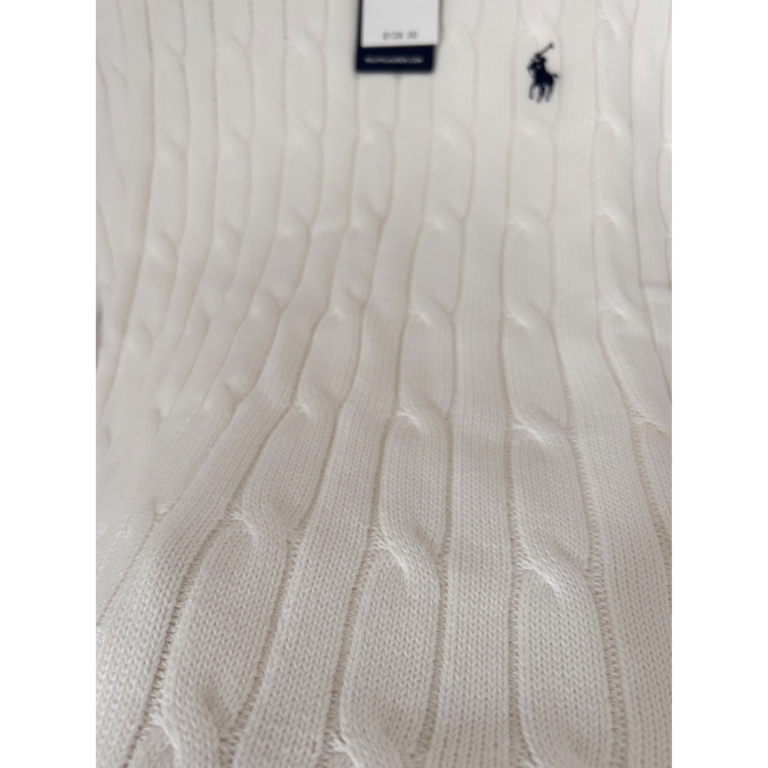 POLO RALPH LAUREN(ポロラルフローレン)のPolo RalphLaurenサマーニットLホワイト　ポケなしケーブルニット レディースのトップス(Tシャツ(半袖/袖なし))の商品写真