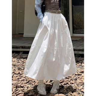 SHEIN ホワイト　スカート(ロングスカート)