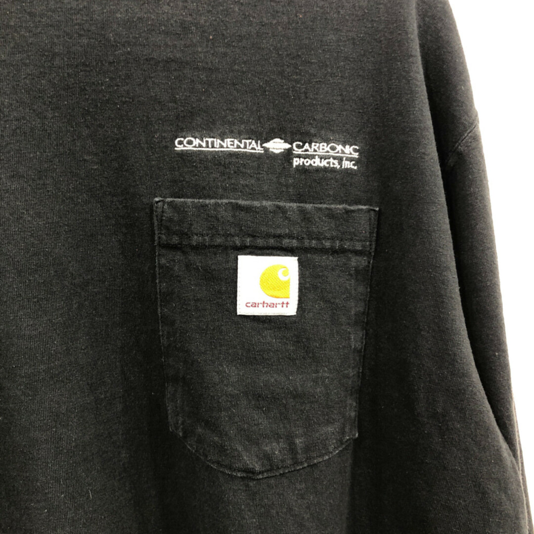 carhartt(カーハート)のCarhartt カーハート ポケット 長袖Ｔシャツ 企業ロゴ ブラック (メンズ XL) 中古 古着 Q7045 メンズのトップス(Tシャツ/カットソー(七分/長袖))の商品写真