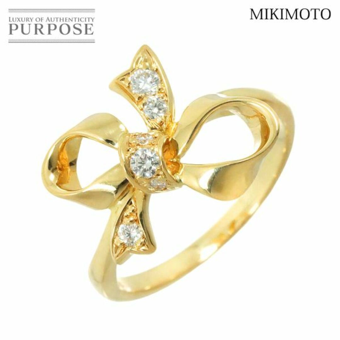 MIKIMOTO(ミキモト)のミキモト MIKIMOTO 8.5号 リング ダイヤ 0.11ct K18 YG イエローゴールド 750 指輪 リボン VLP 90229816 レディースのアクセサリー(リング(指輪))の商品写真