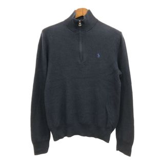 ポロラルフローレン(POLO RALPH LAUREN)のPolo by Ralph Lauren ポロ ラルフローレン ハーフジップ ドライバーズニット セーター ワンポイント ネイビー(メンズ S) 中古 古着 Q7049(ニット/セーター)