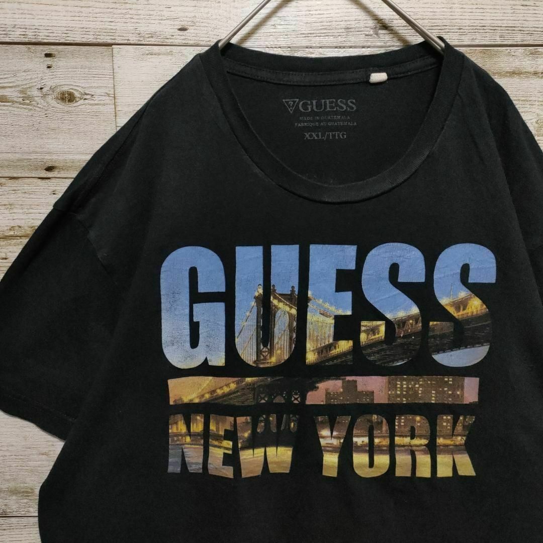 GUESS(ゲス)の【592】GUESS　ビックロゴプリントTシャツNEW YORKサイズXXL古着 メンズのトップス(Tシャツ/カットソー(半袖/袖なし))の商品写真