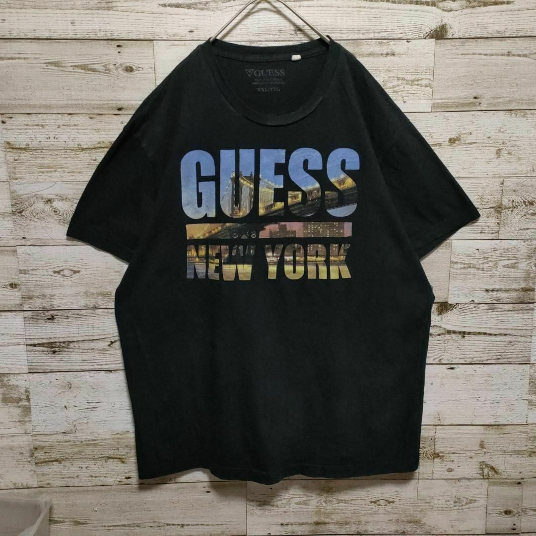 GUESS(ゲス)の【592】GUESS　ビックロゴプリントTシャツNEW YORKサイズXXL古着 メンズのトップス(Tシャツ/カットソー(半袖/袖なし))の商品写真