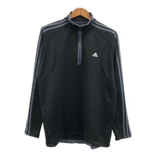 アディダス(adidas)のadidas アディダス ハーフジップ プルオーバー ジャケット スポーツ ワンポイント ブラック (メンズ L) 中古 古着 Q7052(その他)