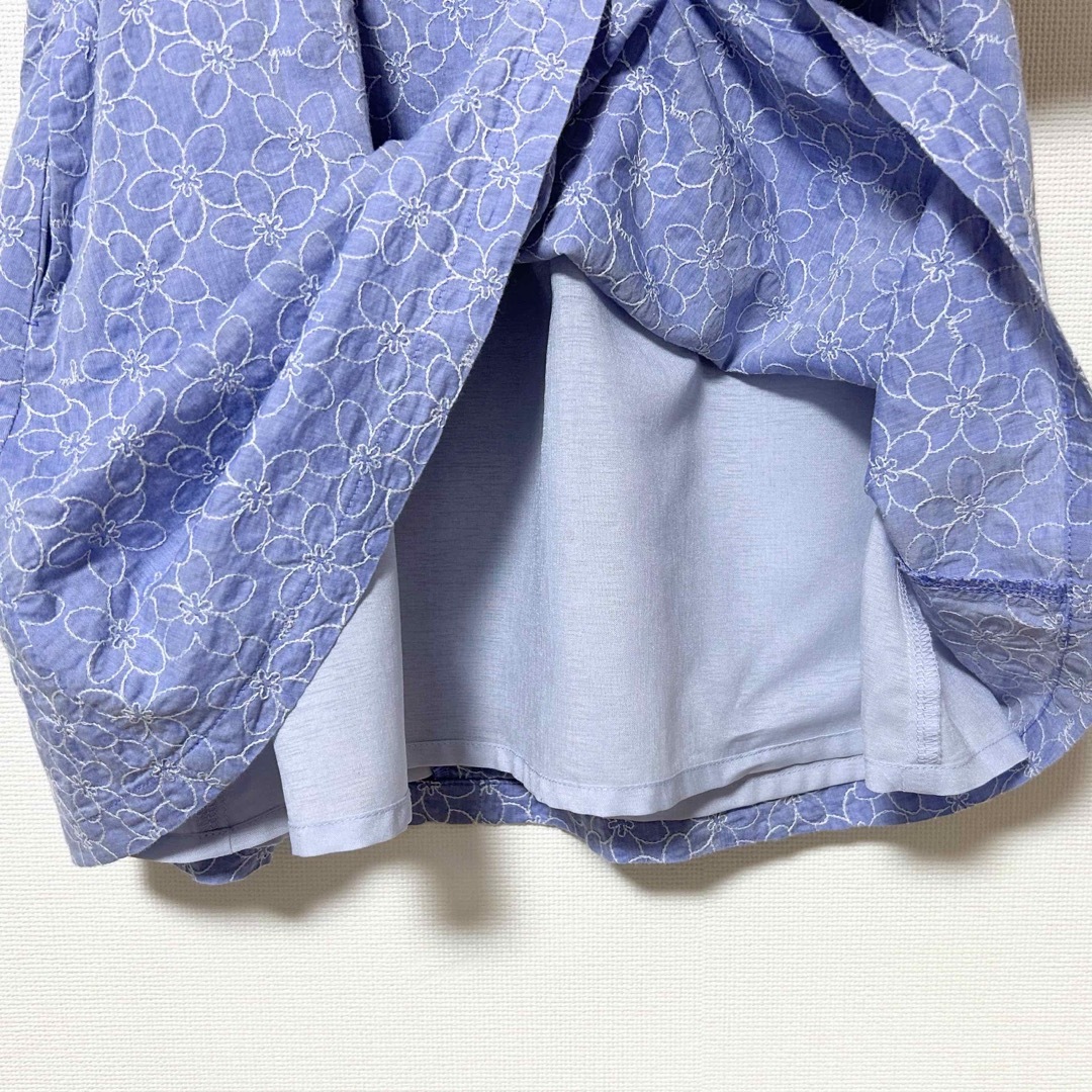 mikihouse(ミキハウス)のミキハウス 110 花柄刺繍ワンピース セットアップ風 ブルー 青 日本製 キッズ/ベビー/マタニティのキッズ服女の子用(90cm~)(ワンピース)の商品写真