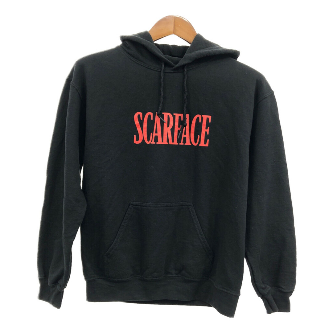 SCARFACE スカーフェイス スウェット パーカー ムービーT ブラック (メンズ S) 中古 古着 Q7053 メンズのトップス(パーカー)の商品写真