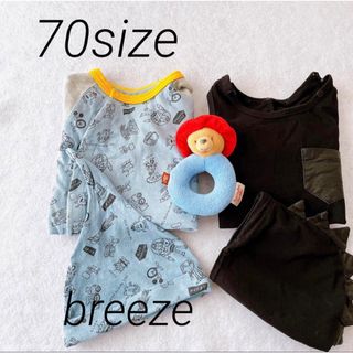 BREEZE - 男の子　ロンパースまとめ売り　半袖　恐竜　トイストーリー　70 おまけラトル付き