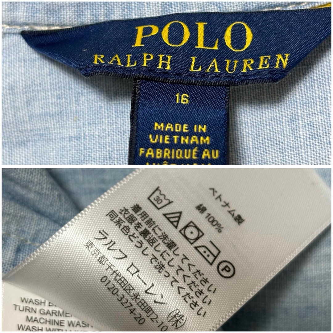 POLO RALPH LAUREN(ポロラルフローレン)のPOLORALPHLAUREN 現行タグ　長袖デニムフレアOP エポーレット レディースのワンピース(ひざ丈ワンピース)の商品写真