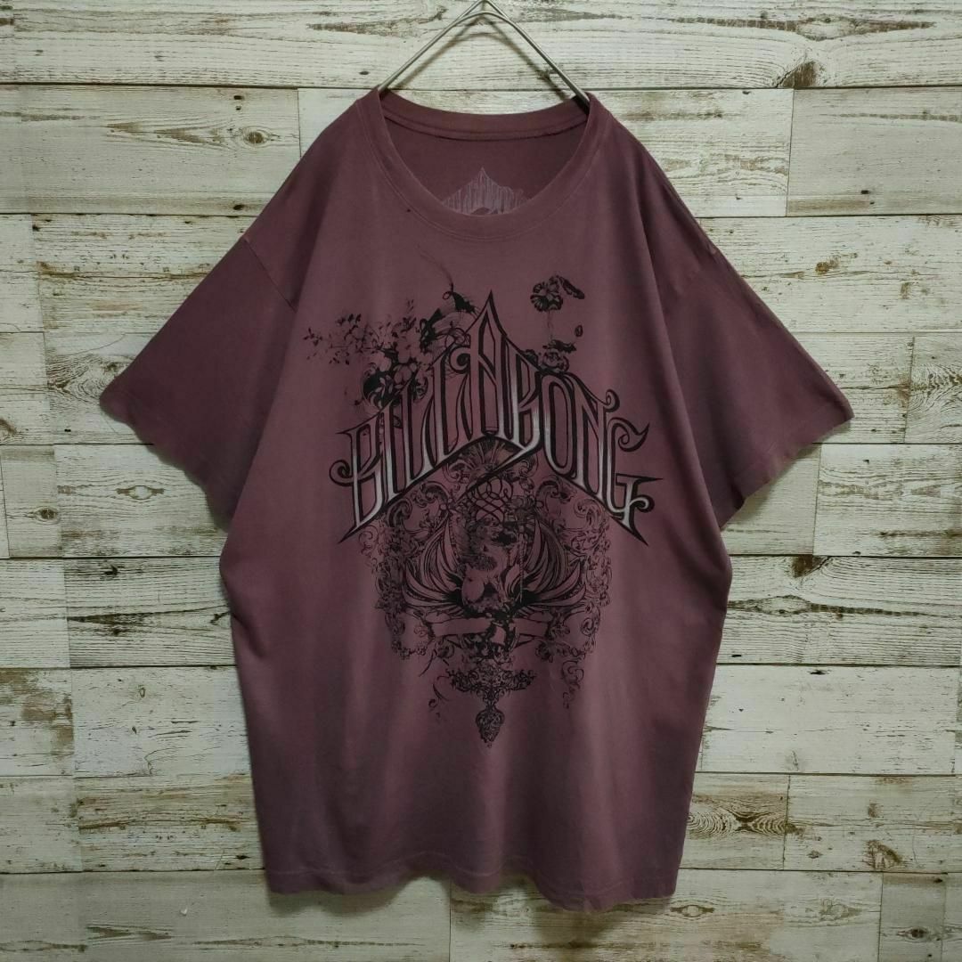 billabong(ビラボン)の【603】USA製　 ビラボン　ビックプリント　半袖Tシャツ　えんじ色　古着 メンズのトップス(Tシャツ/カットソー(半袖/袖なし))の商品写真