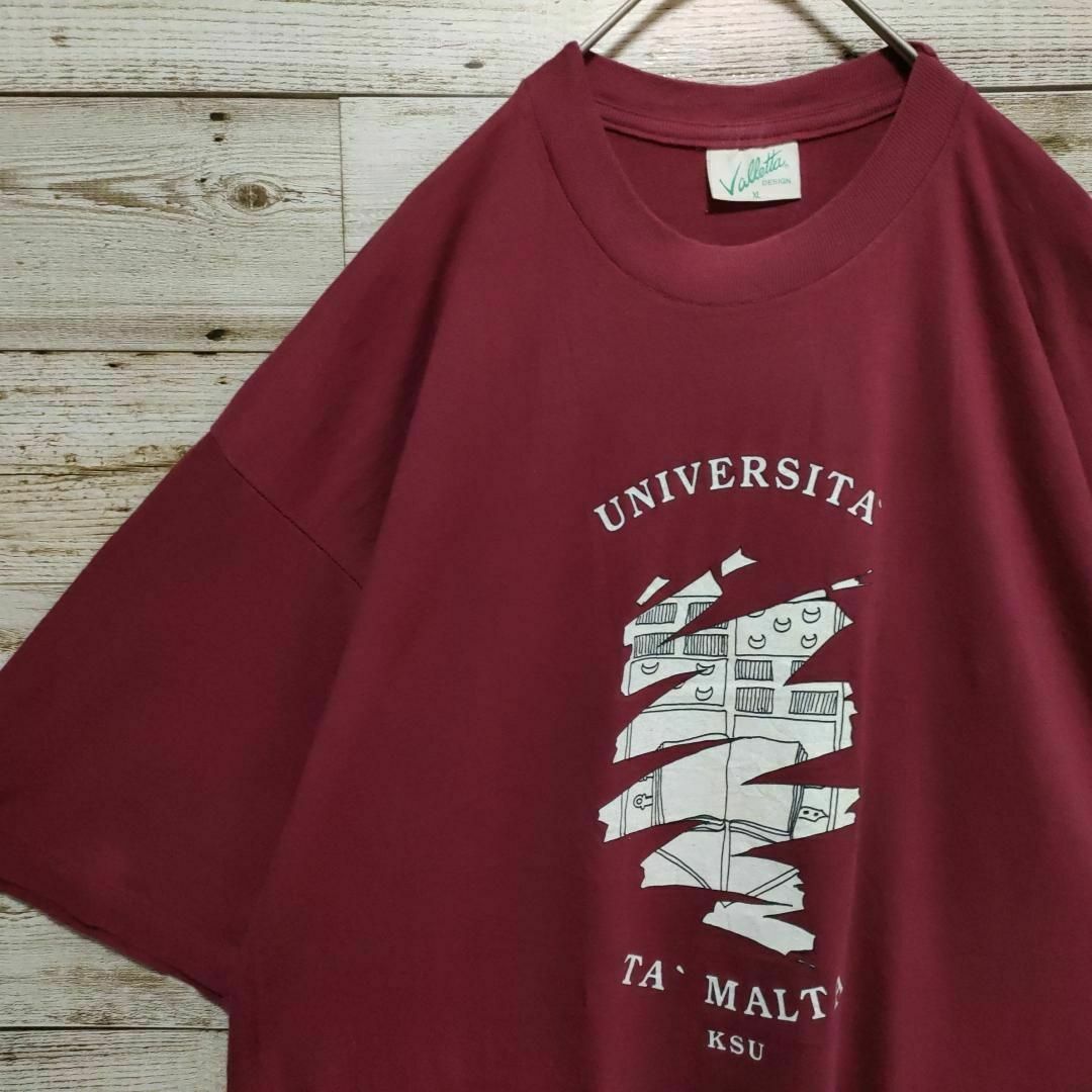 【604】80s　USA古着　マルタ大学ロゴプリントシングルステッチTシャツ古着 メンズのトップス(Tシャツ/カットソー(半袖/袖なし))の商品写真