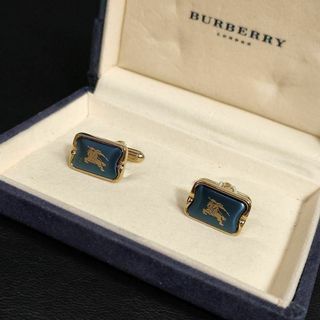 バーバリー(BURBERRY)の【美品】Burberryバーバリー　カフス　ネイビー　ブルー　ゴールド　騎馬ロゴ(カフリンクス)