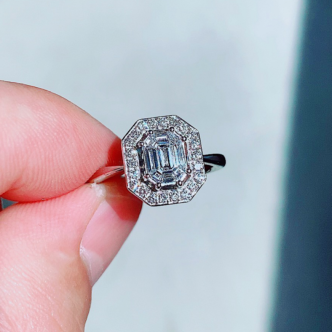 ★1〜1.5ct★✨バケットダイヤモンドプラチナミステリーリング指輪 レディースのアクセサリー(リング(指輪))の商品写真