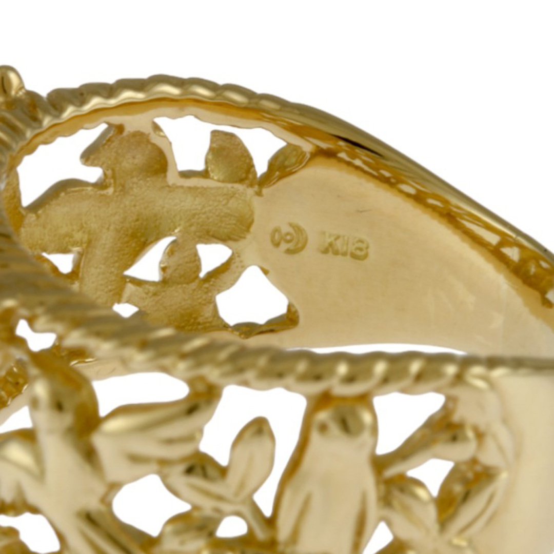 鳥 リング 指輪 18号 18金 K18イエローゴールド ダイヤモンド 0.11ct レディース   中古 レディースのアクセサリー(リング(指輪))の商品写真