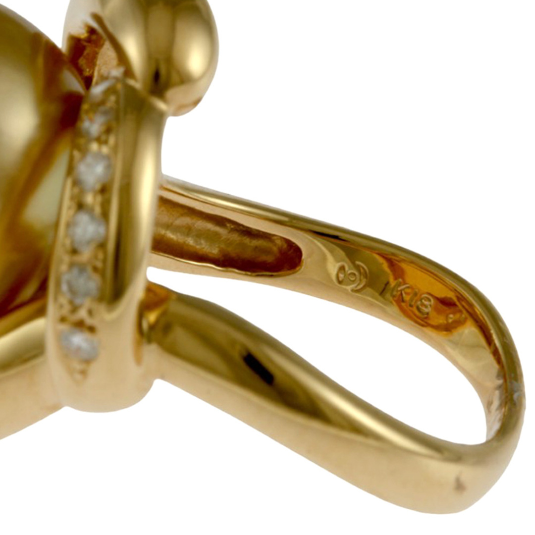 白蝶ゴールデンパール リング 指輪 6号 18金 K18イエローゴールド ゴールデンパール ダイヤモンド 0.08ct レディース   中古 レディースのアクセサリー(リング(指輪))の商品写真