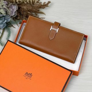 エルメス(Hermes)のHERMES エルメス ベアンスフレ ブラウン マチあり 二つ折り長財布(財布)