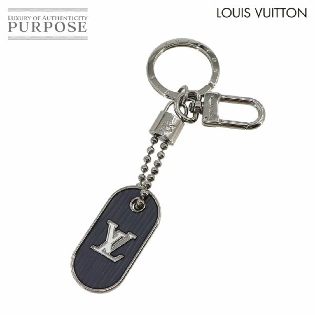 LOUIS VUITTON(ルイヴィトン)の新品同様 ルイ ヴィトン LOUIS VUITTON エピ ポルトクレ LVタブ バッグ チャーム キーリング ネイビー シルバー M62788 VLP 90233316 メンズのファッション小物(キーホルダー)の商品写真