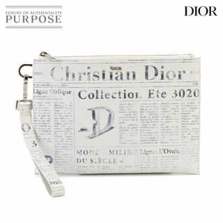 クリスチャンディオール(Christian Dior)の新品同様 クリスチャン ディオール Christian Dior ニュースペーパー クラッチ ポシェット バッグ レザー ホワイト VLP 90233768(セカンドバッグ/クラッチバッグ)