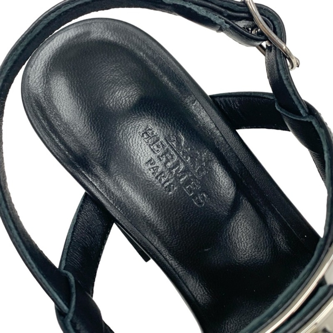 Hermes(エルメス)のエルメス HERMES イヴ サンダル 靴 シューズ レザー ブラック 黒 シルバー ケリー金具 ストラップ レディースの靴/シューズ(サンダル)の商品写真