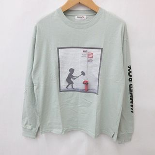 アザー(other)のブランダライズド バンクシー コラボ Tシャツ 長袖 丸首 プリント 綿 緑 L(Tシャツ/カットソー(七分/長袖))