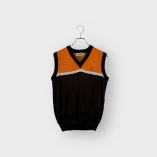 Munsingwear マンシングウェア ニットベスト GrandSlam ゴルフ アクリル ブラウン サイズM ヴィンテージ 衣A ネ(ベスト)