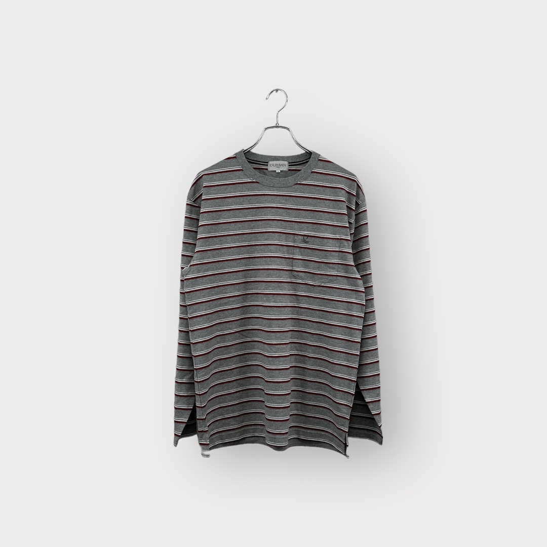 DURBAN ダーバン 長袖Tシャツ コットン グレー系 サイズL ヴィンテージ 衣B ネ メンズのトップス(Tシャツ/カットソー(七分/長袖))の商品写真