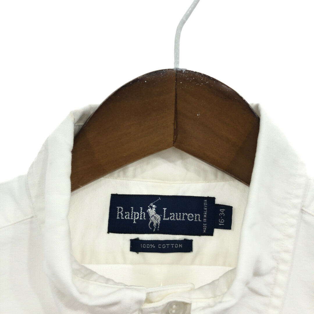 RALPH LAUREN ラルフローレン 長袖シャツ ワンポイント ホワイト (メンズ 16) 中古 古着 Q7062 メンズのトップス(シャツ)の商品写真