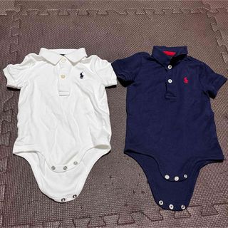 POLO RALPH LAUREN - 【美品】ラルフローレン RalphLauren ロンパース 70 白　紺