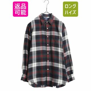 ラルフローレン(Ralph Lauren)の90s THE BIG SHIRT ラルフローレン チェック 長袖 フランネル シャツ シャツ レディース M 程 ポロ 90年代 ネル ビッグシャツ ポケット付き(シャツ/ブラウス(長袖/七分))