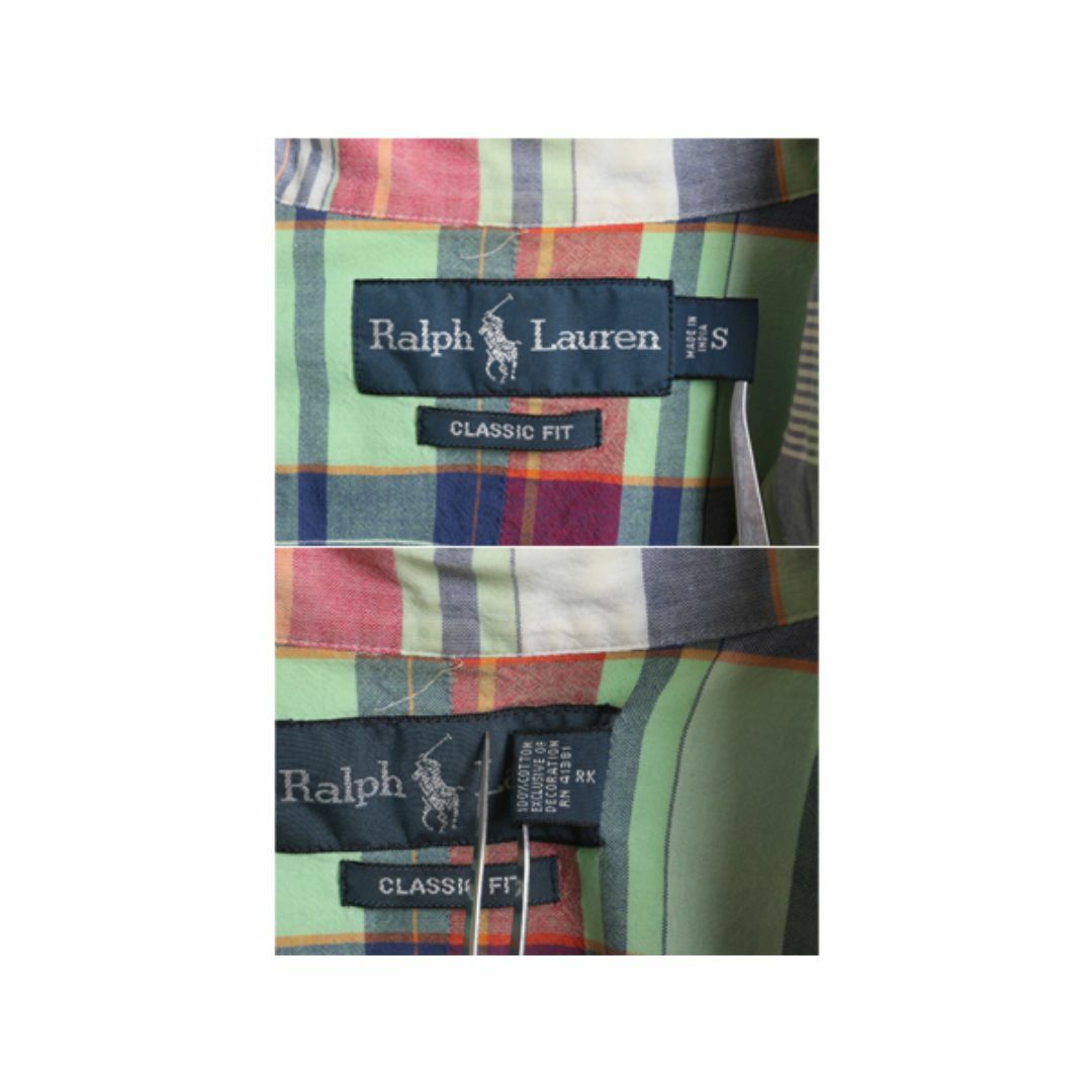Ralph Lauren(ラルフローレン)の90s ラルフローレン インディアン マドラス チェック 半袖 ボタンダウン シャツ メンズ S / 90年代 オールド ポロ ワンポイント 半袖シャツ メンズのトップス(シャツ)の商品写真