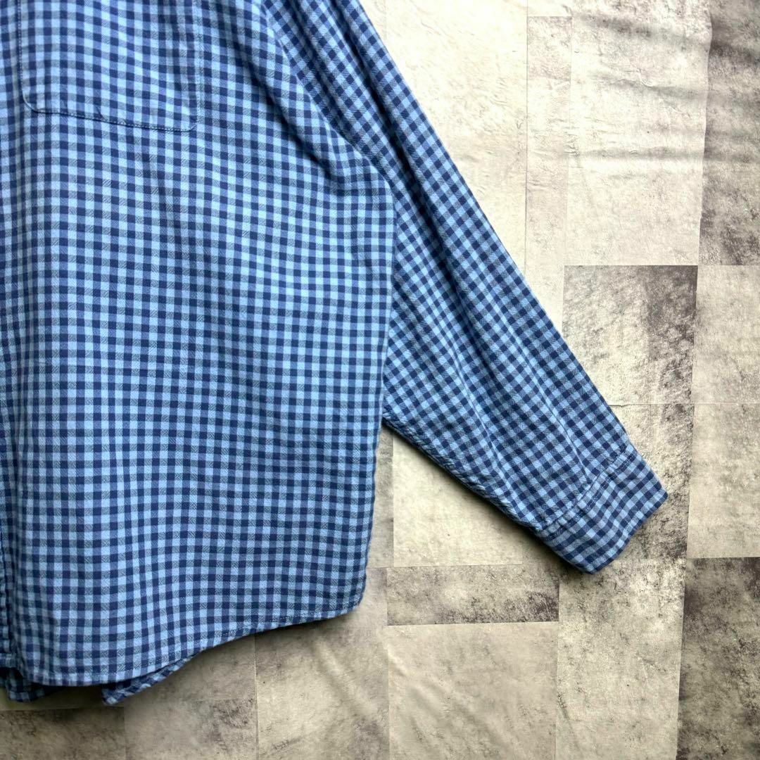 ARROW(アロー)の美品 アロー ボタンダウンシャツ 長袖 ギンガムチェック ブルー 2XL メンズのトップス(シャツ)の商品写真