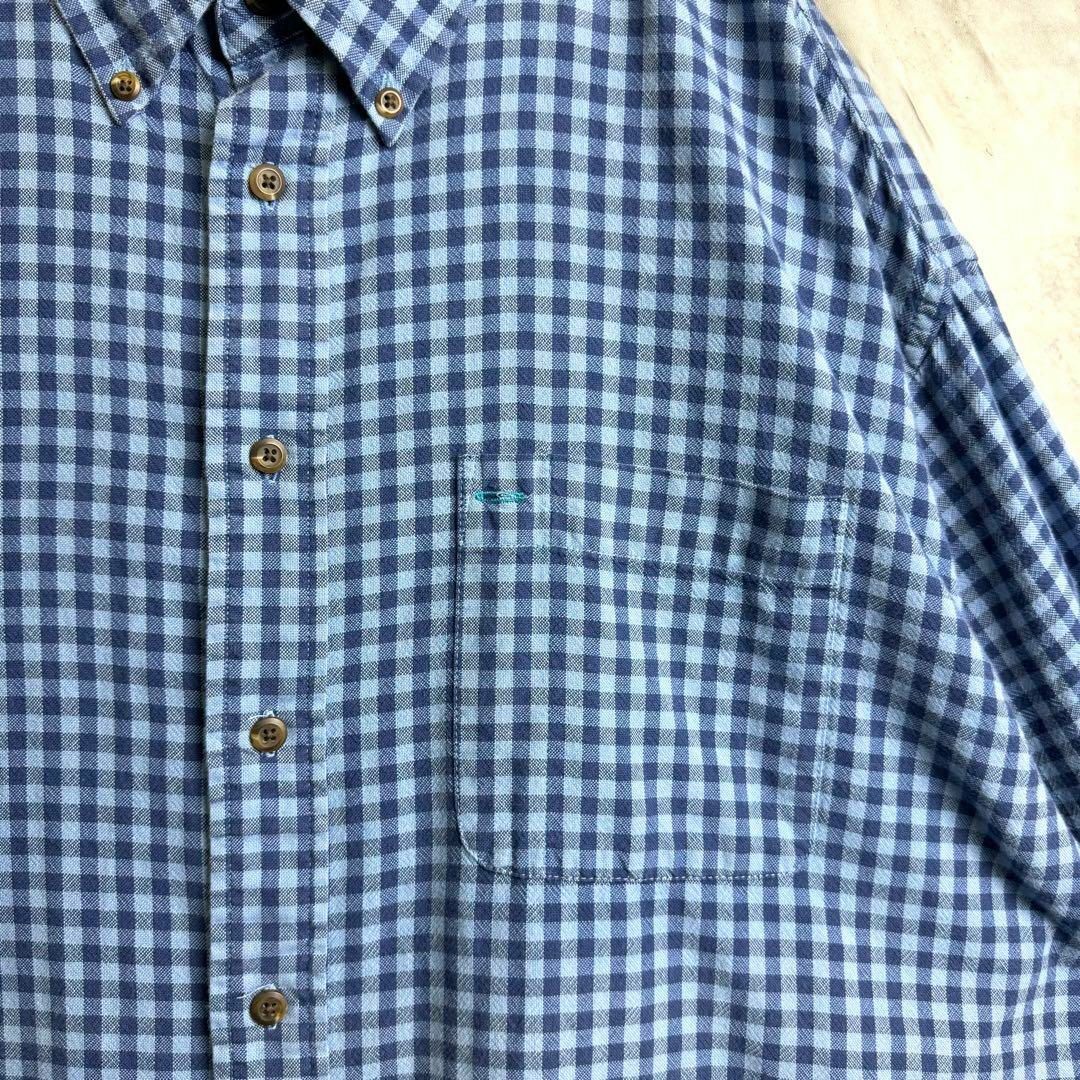 ARROW(アロー)の美品 アロー ボタンダウンシャツ 長袖 ギンガムチェック ブルー 2XL メンズのトップス(シャツ)の商品写真