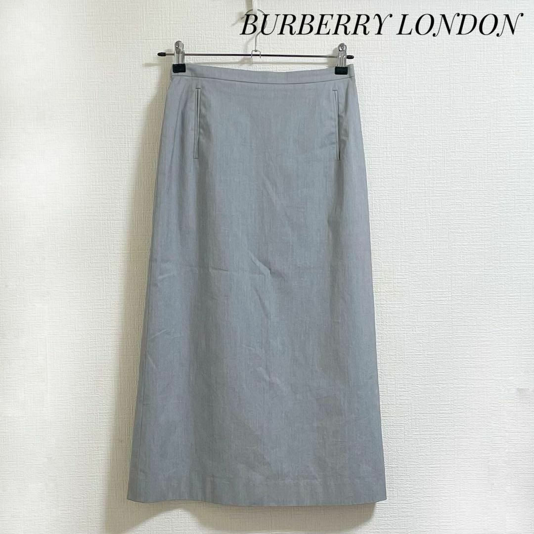 BURBERRY(バーバリー)のバーバリー　ロンドン　ロングスカート　М　 ノバチェック　シンプル　杢グレー レディースのスカート(ロングスカート)の商品写真