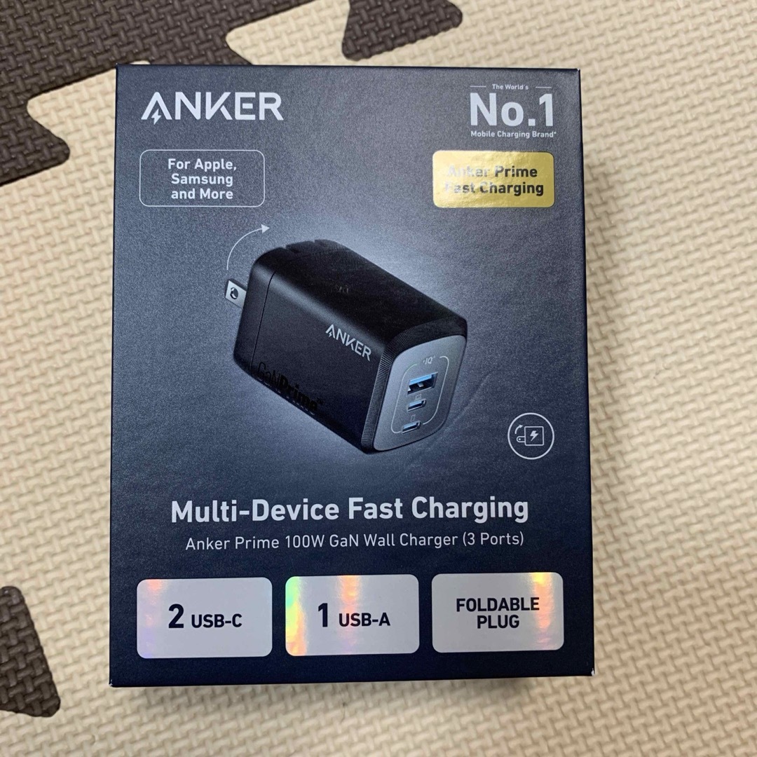 Anker Prime Wall Charger  100W, 3 ports スマホ/家電/カメラのスマートフォン/携帯電話(バッテリー/充電器)の商品写真