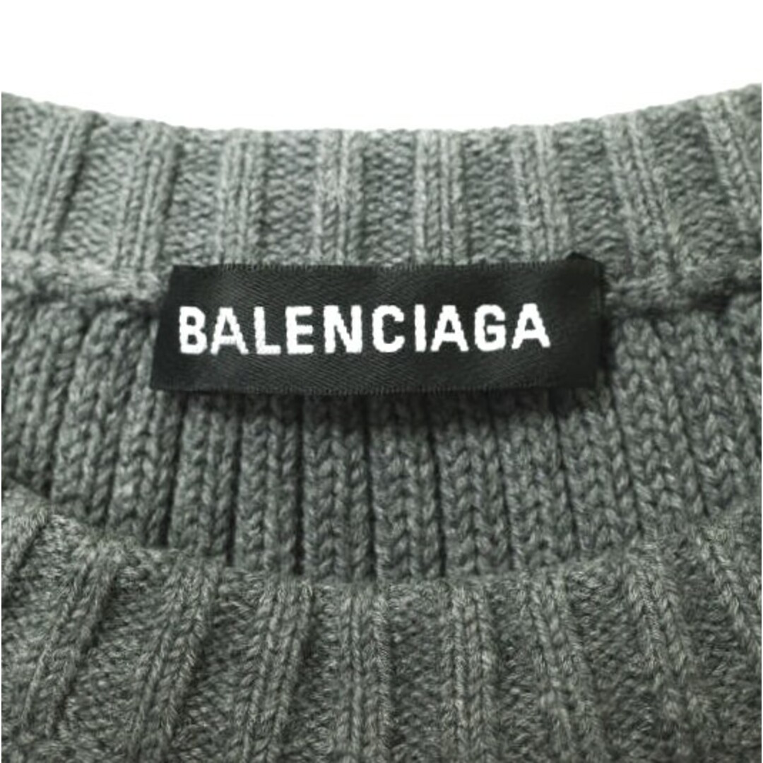 Balenciaga(バレンシアガ)のBALENCIAGA バレンシアガ 21SS イタリア製 BORDER BB LOGO KNIT オーバーサイズボーダークルーネックニット ﻿608760 T3162 XS(170/88A) グレー セーター プルオーバー トップス【中古】【BALENCIAGA】 メンズのトップス(ニット/セーター)の商品写真