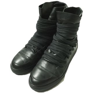 KRIS VAN ASSCHE クリスヴァンアッシュ イタリア製 MULTIRACE SNEAKERS マルチレース バックジップ レザーハイカットスニーカー 41(26cm) ブラック スニーカー シューズ【中古】【KRIS VAN ASSCHE】