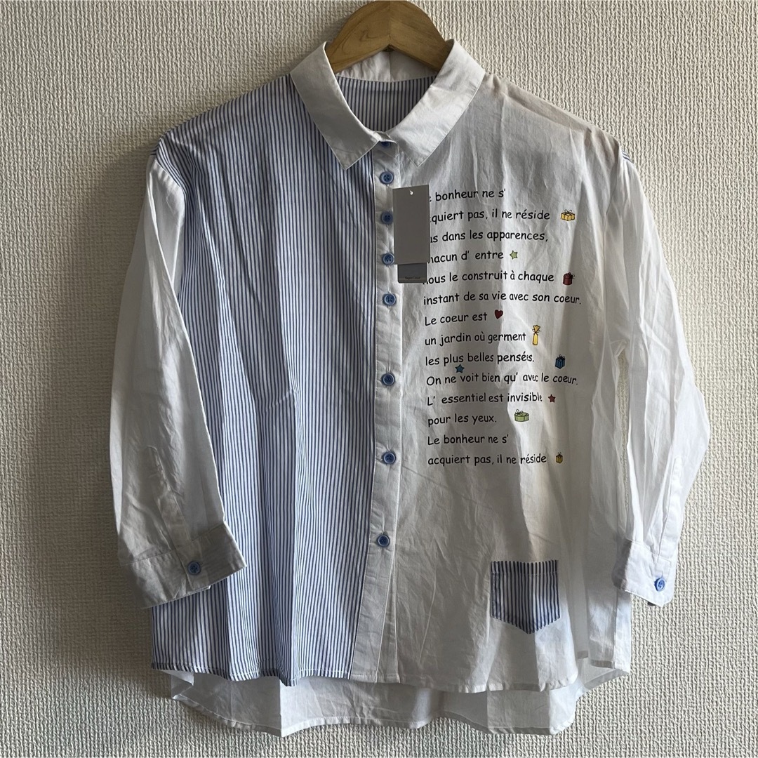 新品　コットン　プリントシャツ　 レディースのトップス(シャツ/ブラウス(長袖/七分))の商品写真
