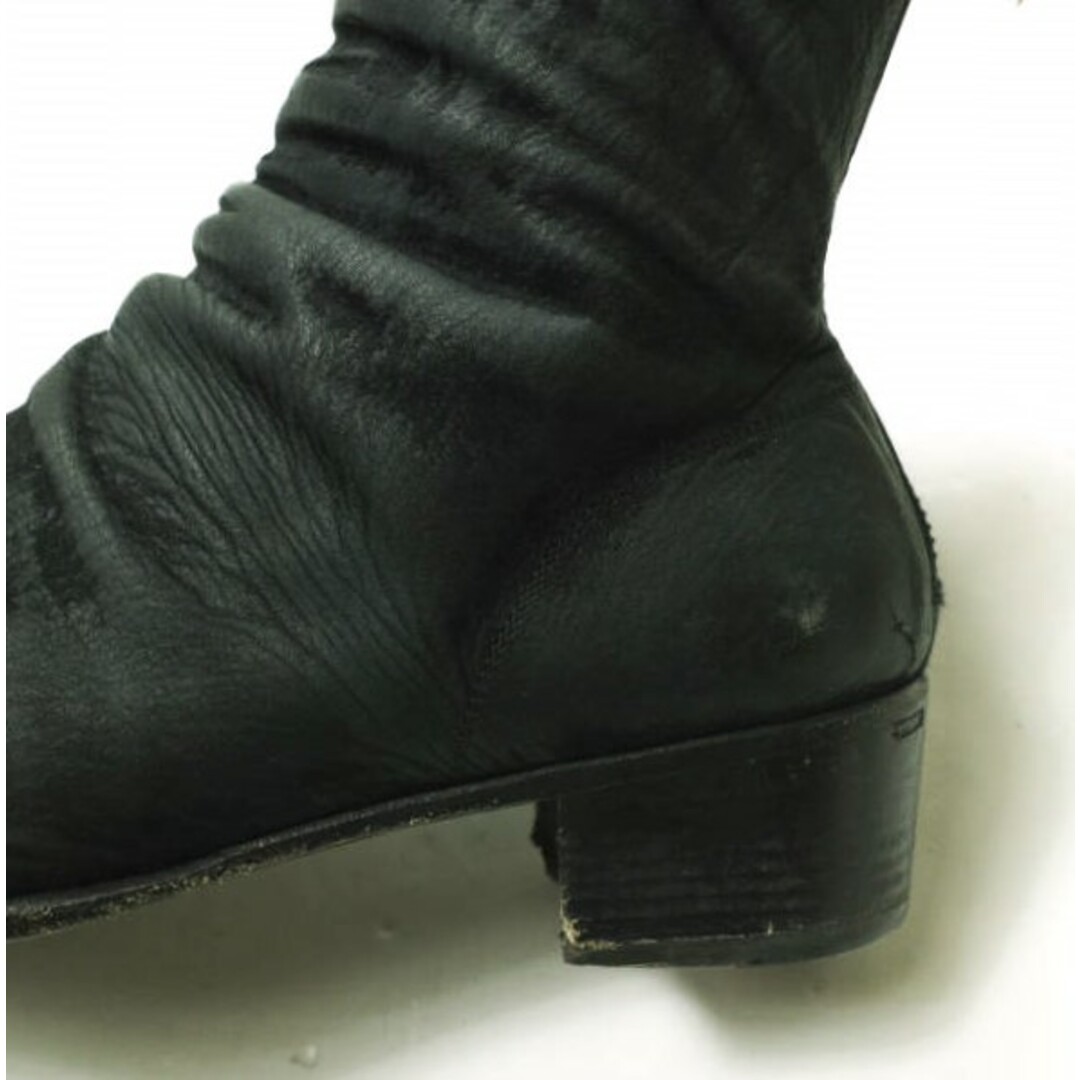 Saint Laurent(サンローラン)のYVES SAINT LAURENT イヴサンローラン イタリア製 バックジップヒールブーツ 276683 41.5(26.5cm) ブラック レザー 皺加工 シューズ【中古】【YVES SAINT LAURENT】 メンズの靴/シューズ(ブーツ)の商品写真