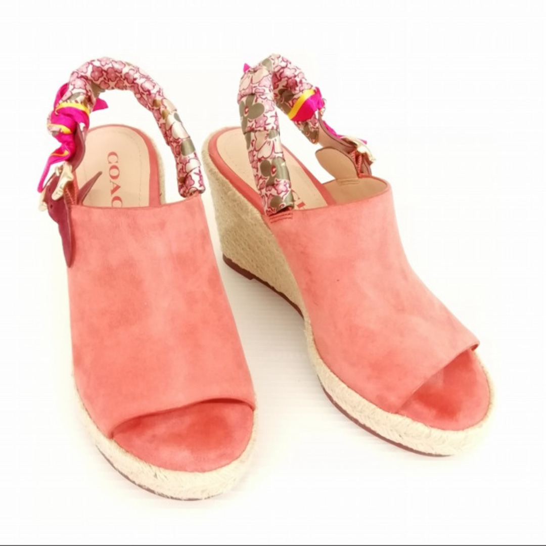 COACH(コーチ)のG5217 エスパドリーユ サンダル リボン ストラップ 美品 5.5 ピンク系 レディースの靴/シューズ(サンダル)の商品写真