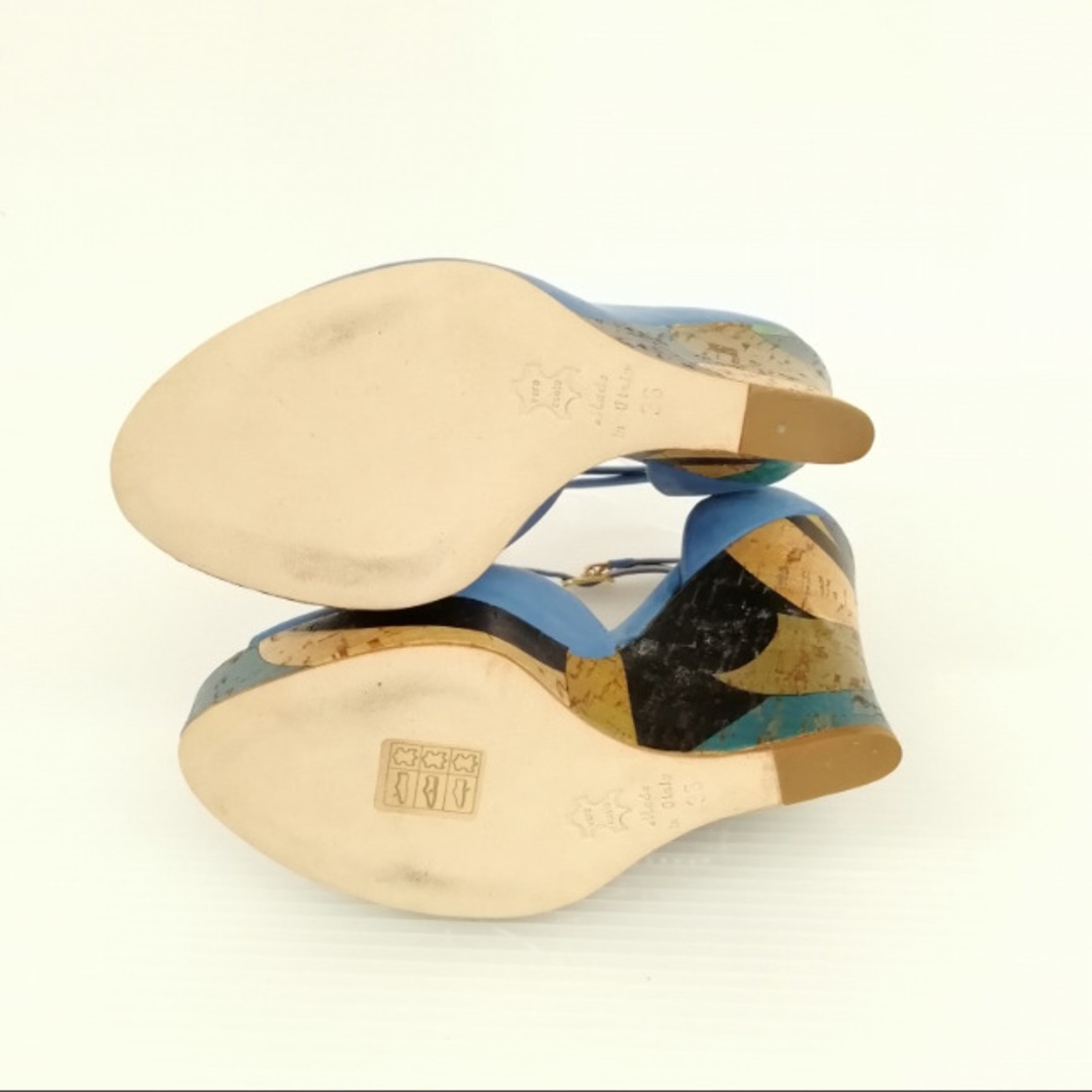 EMILIO PUCCI(エミリオプッチ)のウェッジソール プラットフォーム パンプス サンダル 美品 36 ブルー レディースの靴/シューズ(サンダル)の商品写真